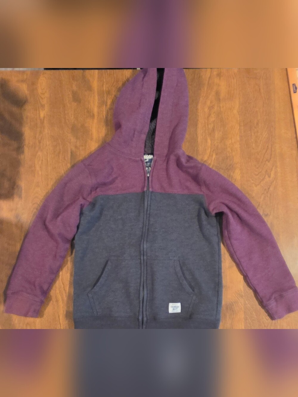 OshKosh B'gosh Kids Two-Tone Zip Hoodie in Maroon and Gray